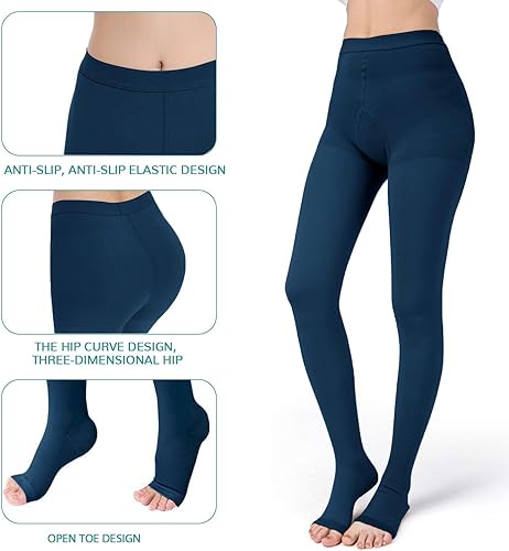 Miniatura 10 de Medias de compresión médica para mujeres y hombres, tamaño grande, soporte opaco, 20-30mmHg, medias de manguera graduadas firmes, tratamiento de