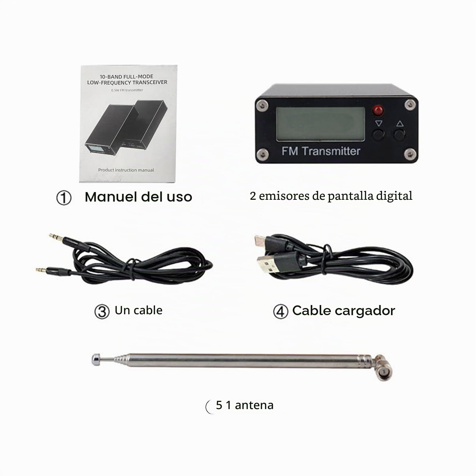 Jectse Módulo Transmisor FM Digital, Transmisor Estéreo FM 2000M 500mW, Conector de 3,5 Mm, Puerto USB C, para Estación de Radio Pequeña, Teléfono, PC, MP3 (Black)