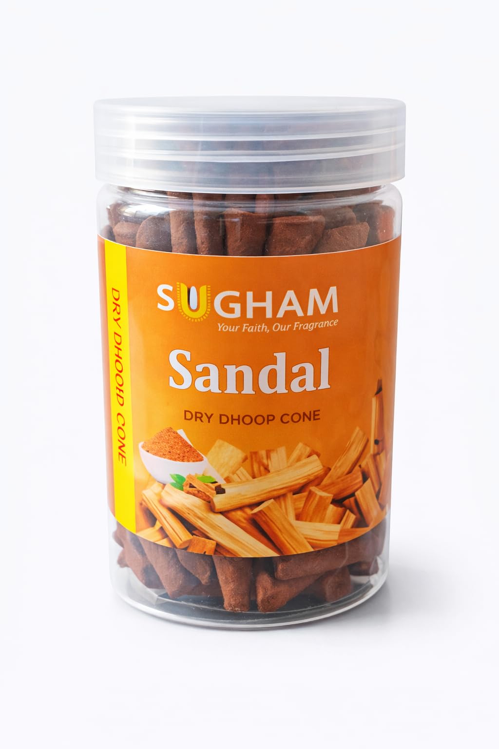 Sandal/Chandan Premium Dry Dhoop Cone 200g Jar | Charcoal Free Herbal Dhoop | Non Toxic Low Smoke | Long Lasting Fragrance for Pooja, Meditation & Home-picture-32