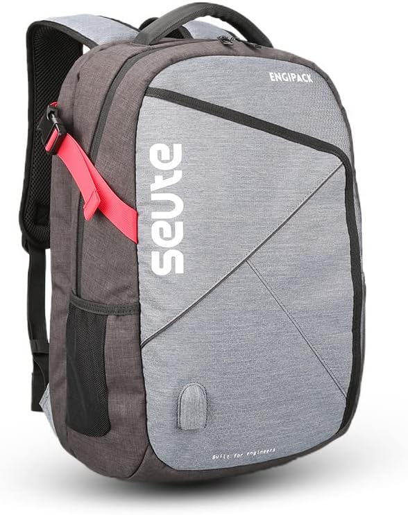 Seute15.6-inch Laptop Bags with USB Charging Port and Rain Cover, 30L Casual College Backpack with Multiple Compartments, Travel Bag for Men and Women (Grey)