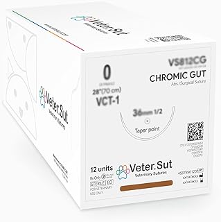Veterinary Sutures Chromic Gut 2-0, 3/8 24mm Reverse Cutting