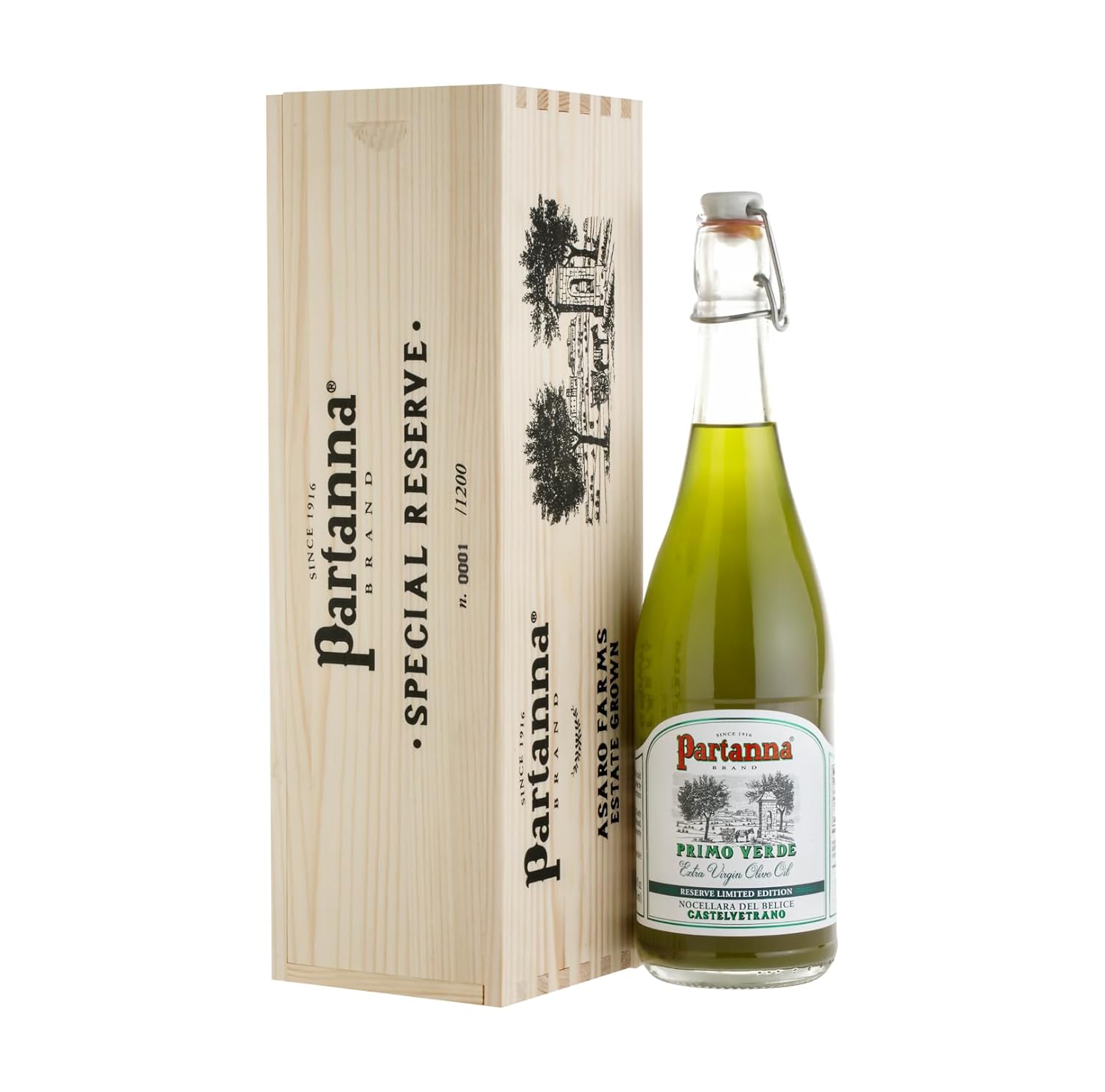 Primo Verde Extra Virgin Olive Oil - Limited Edition - Premium 100% First-Pressed From Baby Castelvetrano Olives - Hand-Harvested in Sicily - Pure Authentic Italian - Vibrant Green Color - First Cold Pressed - - Monovarietal - 750 ML Glass