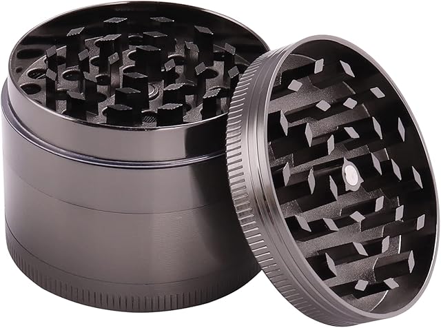 Kinstecks 2.1" Herb Grinder 4 Piece Aluminum Spice Grinder Spice Mill with a Pollen Scraper Perfect for The Foodie That Desires Culinary Excellence-Gunmetal