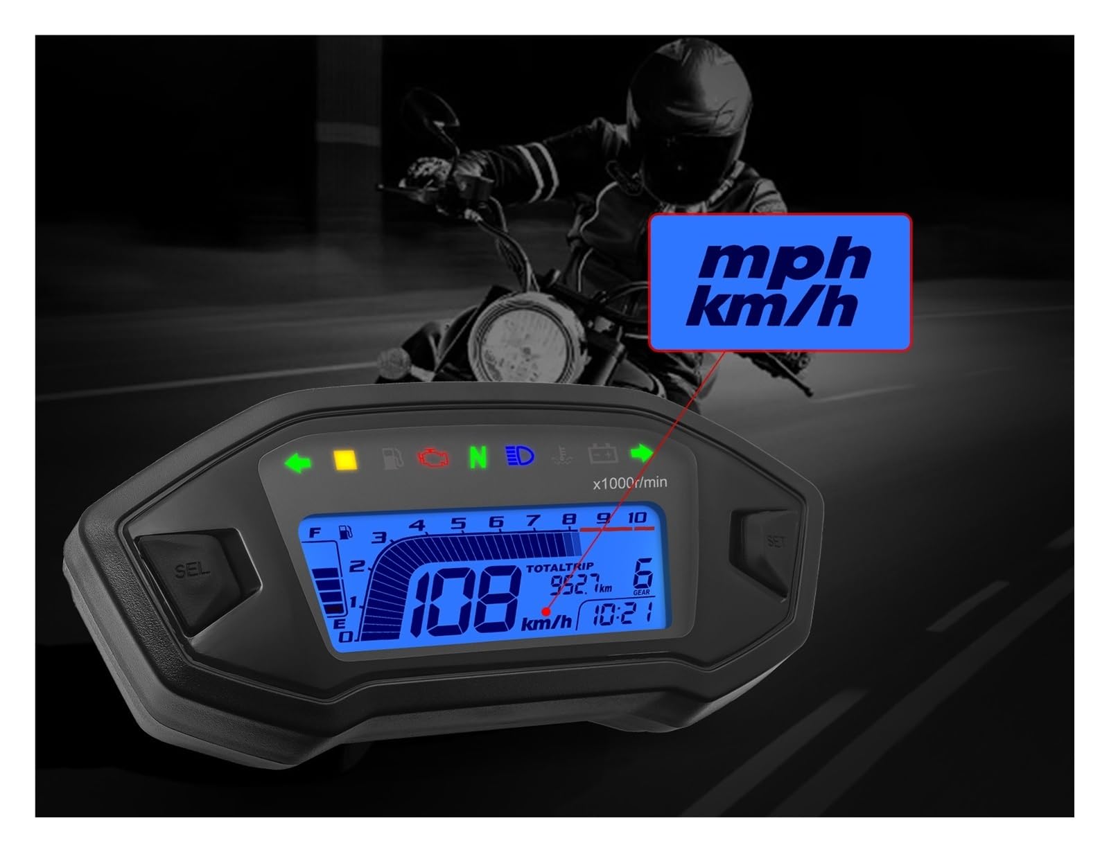 Contachilometri Accessori Moto Contagiri Digitale A LED 0-13000 Giri/min Cruscotto Retroilluminato Con Sensore Contachilometri Universale 1,2,4 Cilindro