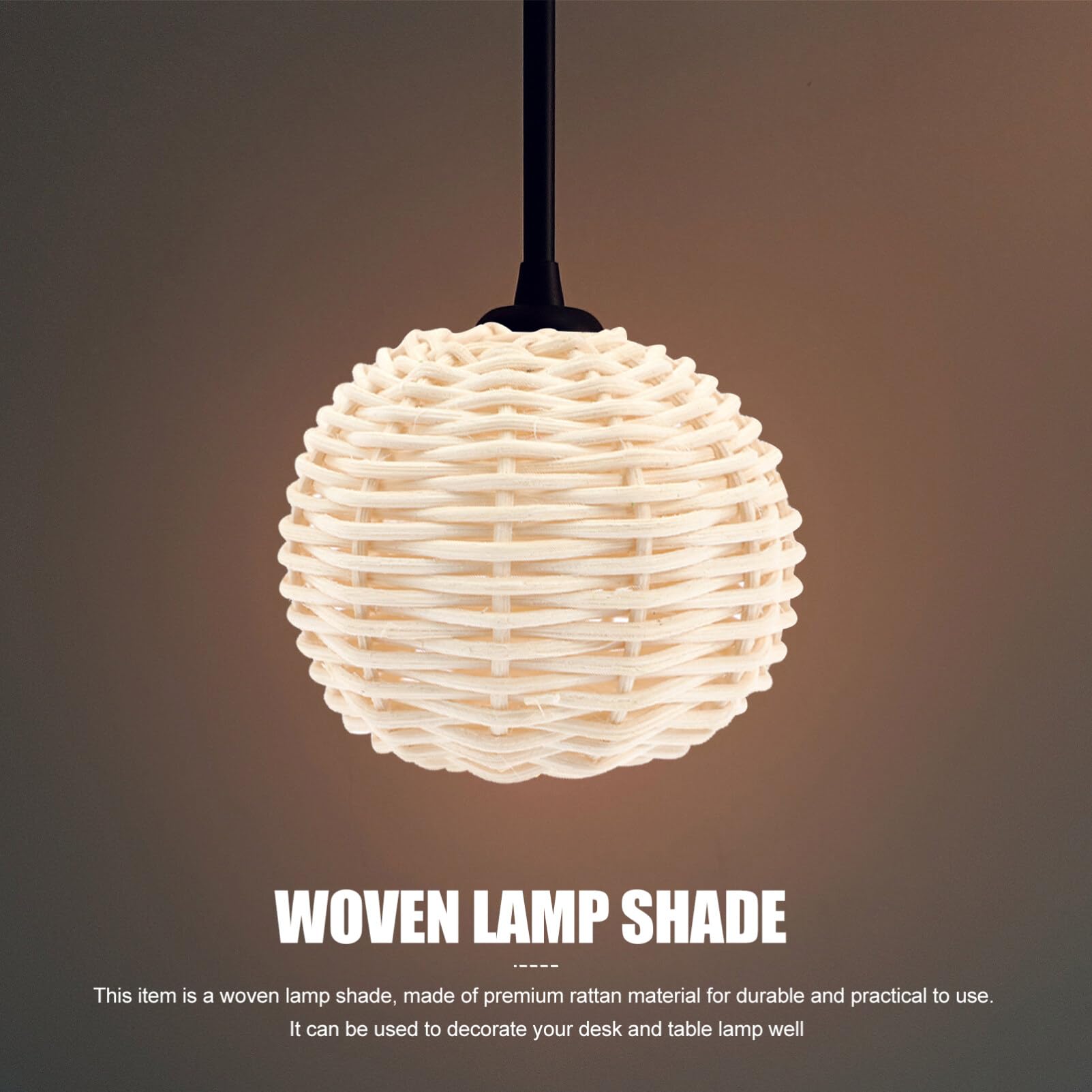 STOBOK Woven Lamp Shade Decor Rattan Woven Pendant Lights Shades Rattan Woven Lampshade Lamp Decor Covers Hanging Ceiling Light Lampshade for Living Room Bedroom 2pcs - Image 2