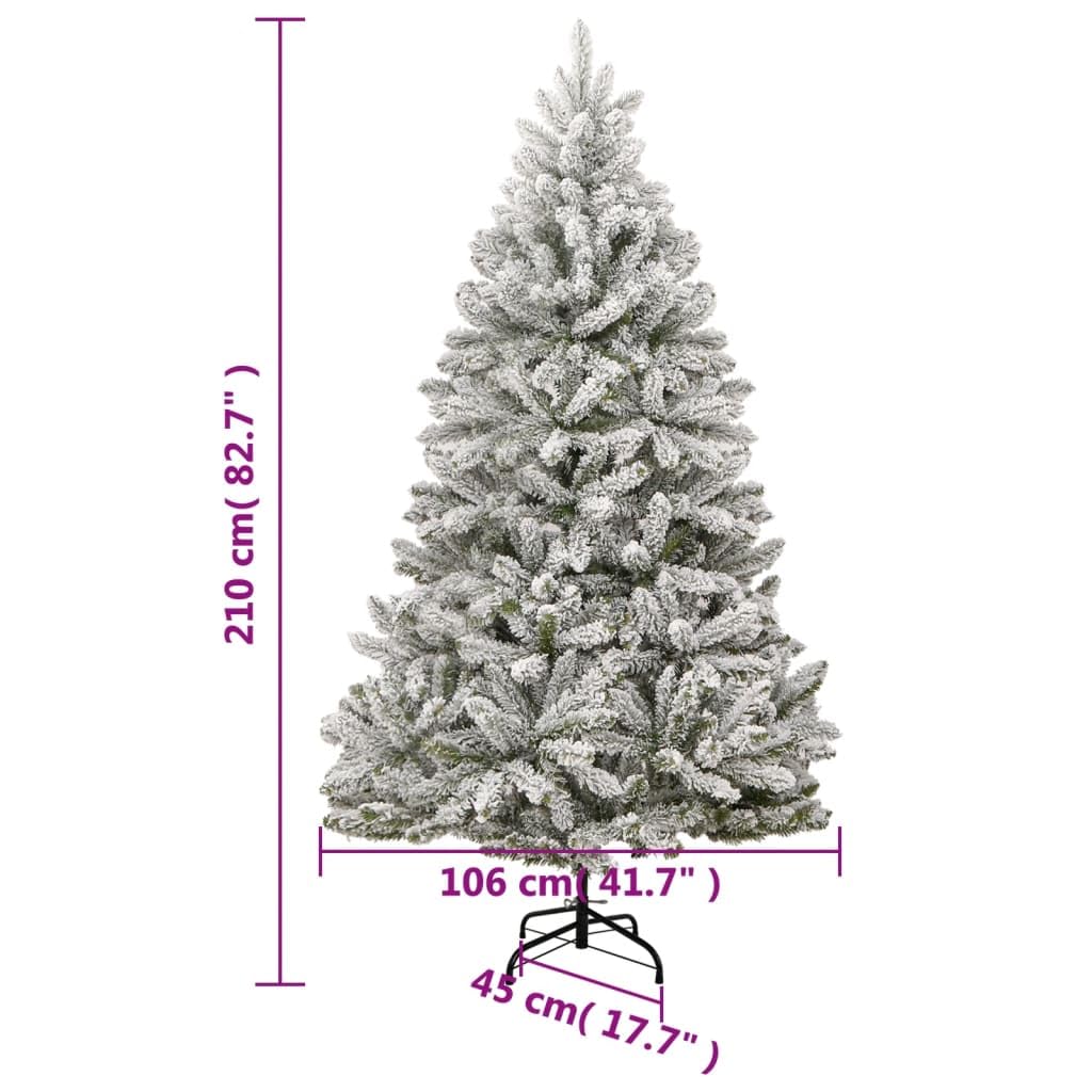 vidaXL Sztuczna choinka zawiasowa, ośnieżona, 210 cm