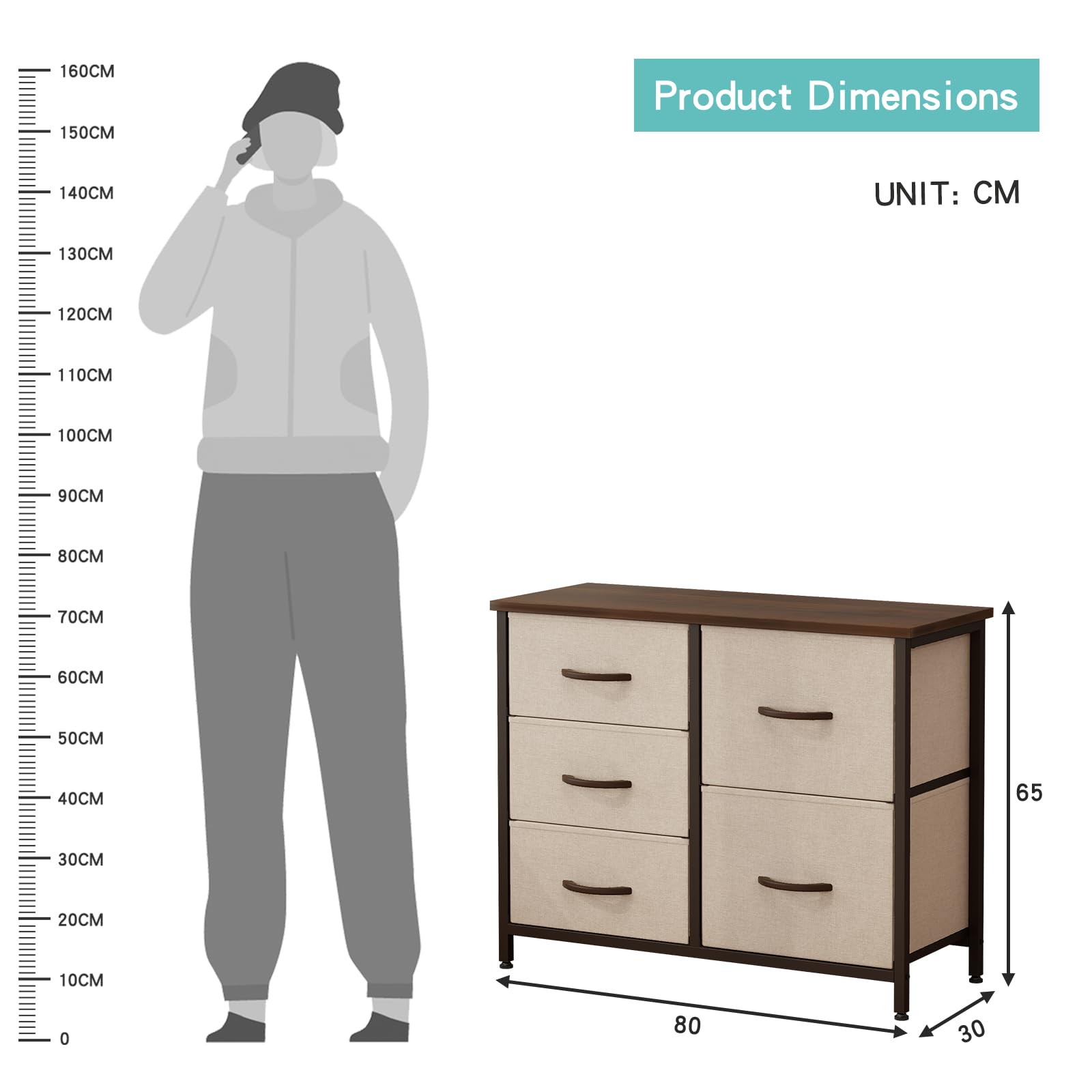 Umi Fabric Chest of Drawers Closet Drawer Organizer for Wardrobe Drawer Storage Organizer Chest of Drawers for Bedroom Living Room Book Toys Storage (CLS-008) 3