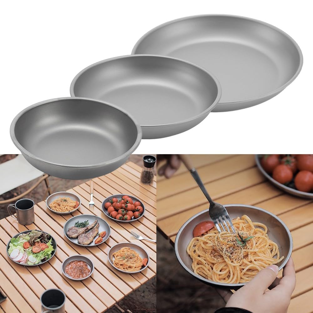 Piatto In Titanio Ultraleggero Per Campeggio E Trekking - Grigio Con Borsa Trasporto - Foto 1