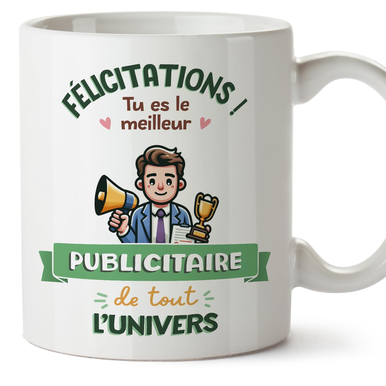 MUGFFINS Publicist Man Mug - in French - Meilleur Univers Trophée - Funny Gift for Colleagues - Ceramic 11oz Mug — image 1