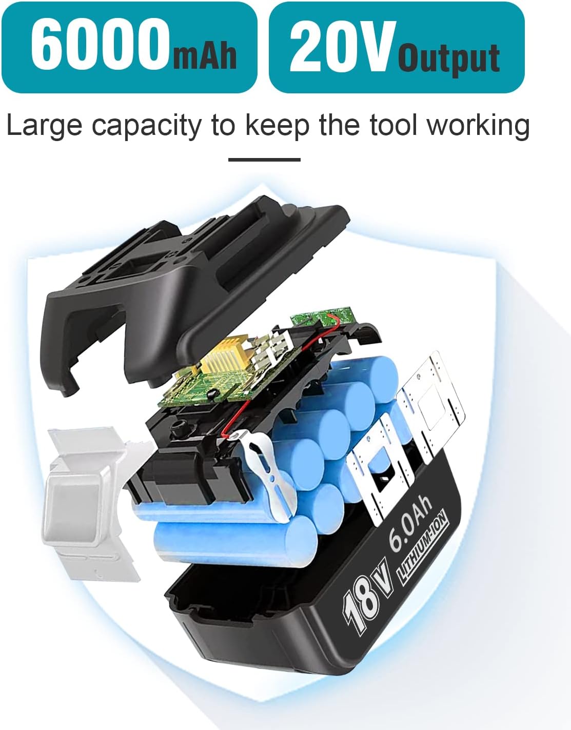 Replacement for Makita 18V Battery 6.0Ah 4/pk Compatible with Makita BL1815 BL1830 BL1835 BL1840 BL1850 BL1860 18volt Battery - Image 2