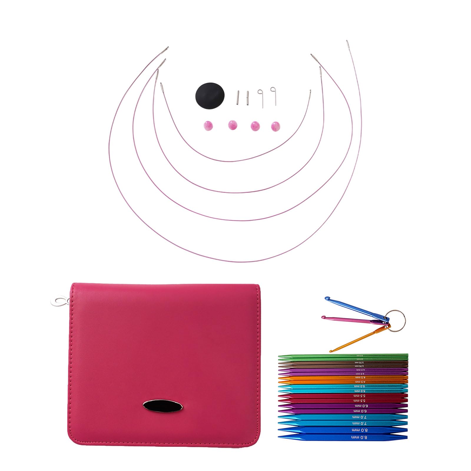 carotoe 9Pairs Interchangeable Circular Knitting Needle Set with Knitting Accessories for Sweater Sock Scarf Bag Hat Portable Accessories