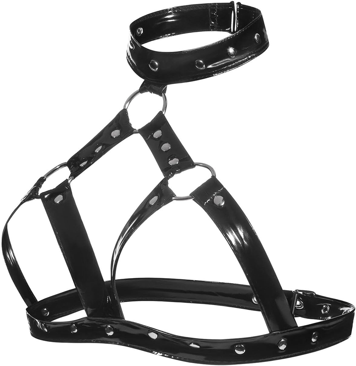 Women's PU Leather Bra Halter Racerback Triangle Bralettes Adjustable Straps Lingerie Rings Cut Out Crop Bras
