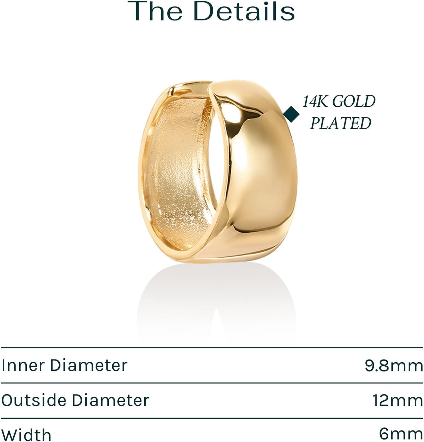 PAVOI 14K Gold Plated 925 Sterling Silver Round Huggie Ear Cuff Gold Earrings for Women | Clip On Cartilage Cuff Earrings - Image 3