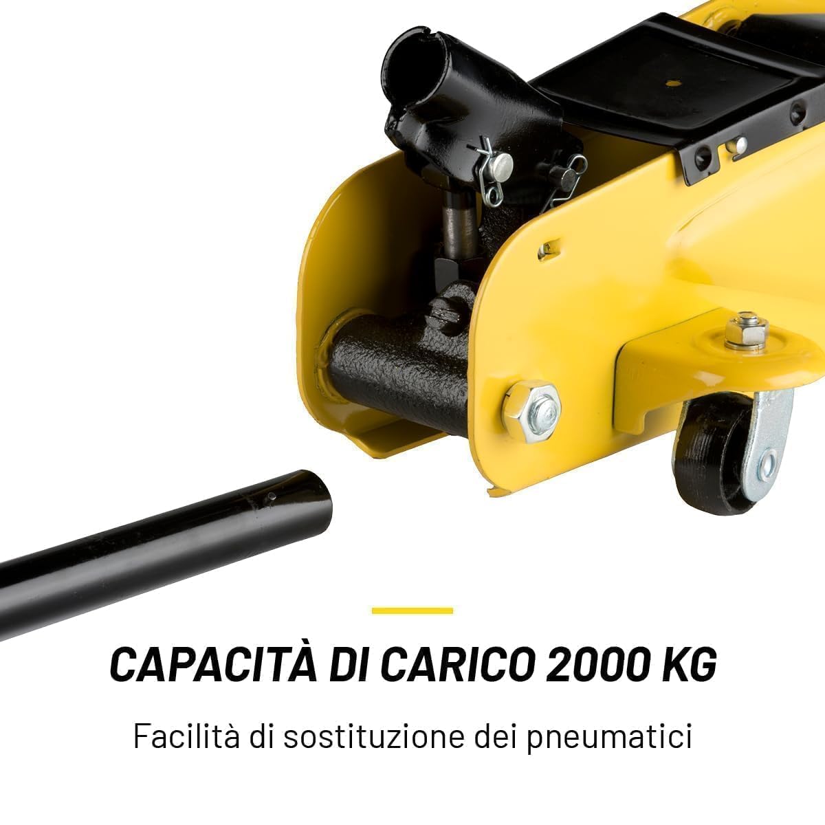 DUNLOP Cric per Auto - Cavalletti Auto capacità di Sollevamento 2 Tonnellate - Martinetto Idraulico - Cric Idraulico con Gamma di Sollevamento 135-305 mm - Compatto e con Ruote - Crick Auto