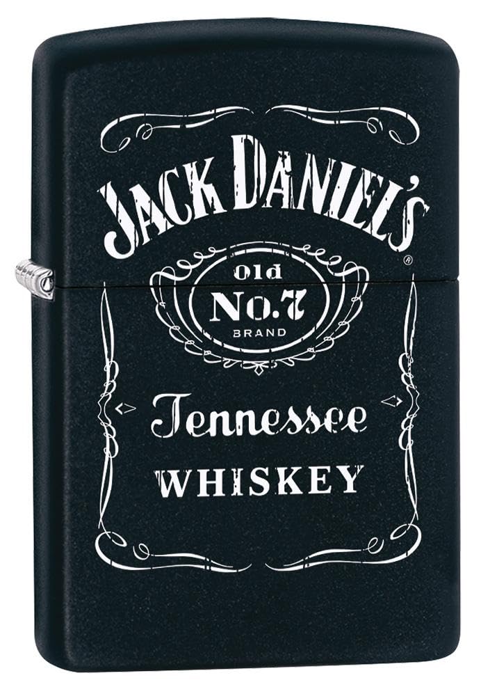 Zippo Encendedor a Prueba de Viento - Modelo Jack Daniel'S - Acabado Negro Mate, Color Image - Recargable - Reutilizable - Diseño a Prueba de Viento - Caja de Regalo - Hecho en EEUU