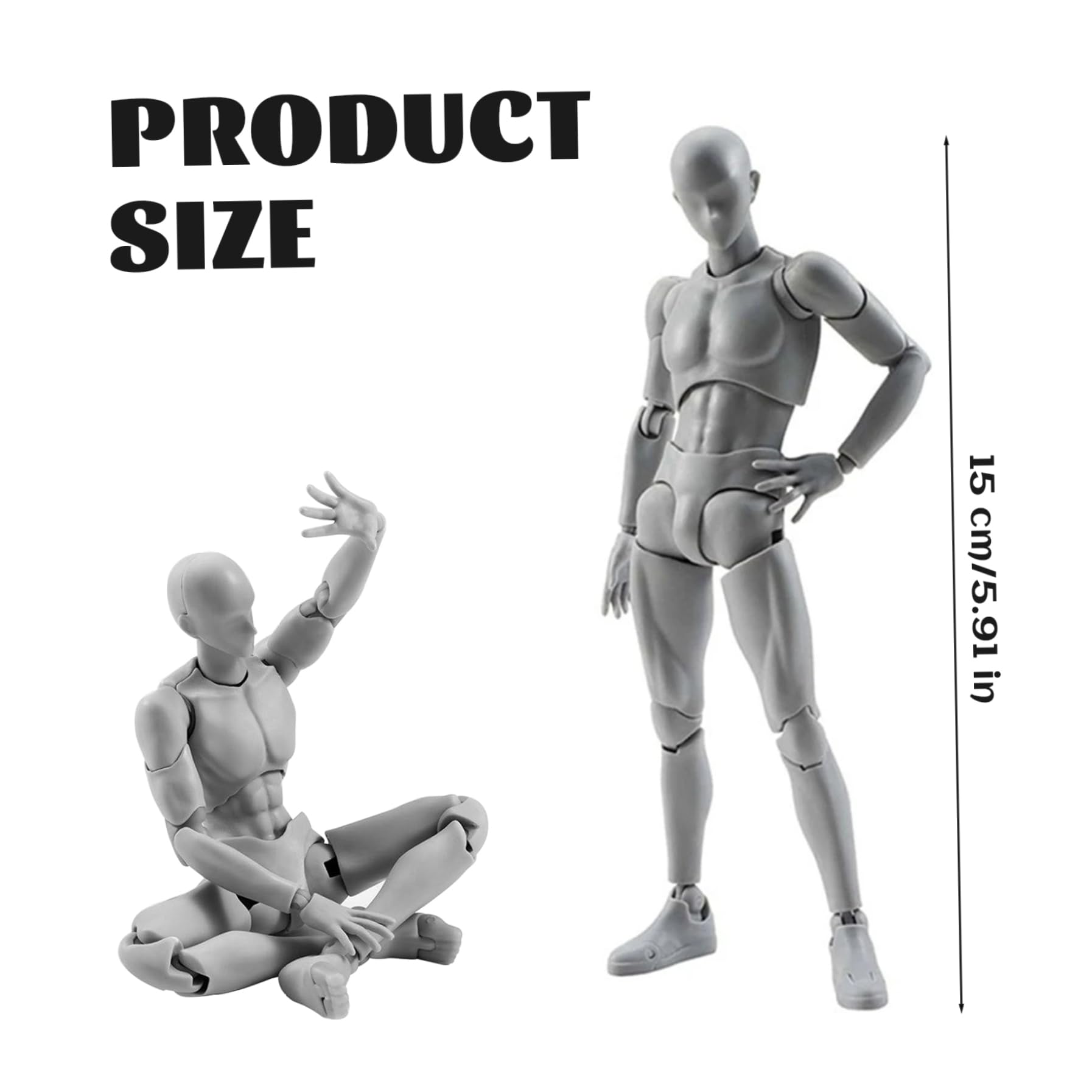 Mini Action Figure Gesti mobili Modello leggero in PVC Supporti per bambole Body-Chan Set con supporto piedistallo per schizzi, pittura, disegno maschile, decorazioni natalizie