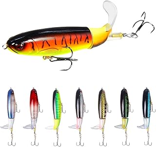 8Pcs Fishing Lure Set Bass with Topwater Floating Rotating Tail Artificial Hard Bait Fishing Lures with Box/Swimbaits Slow Sinking Hard Lure Fishing Tackle Kits Lifelike