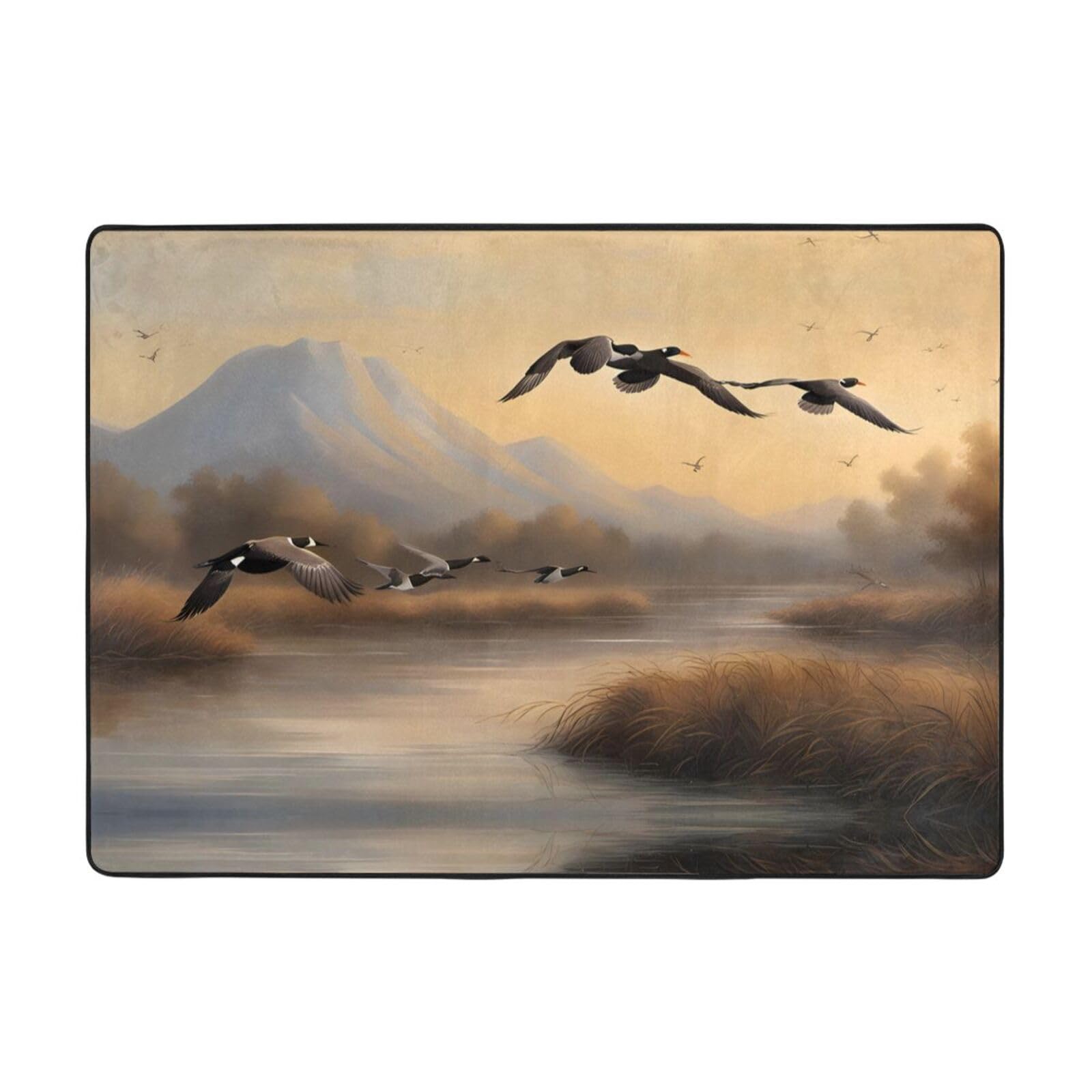 Tapis doux motifs canards sauvages BROLEO grand tapis de chasse