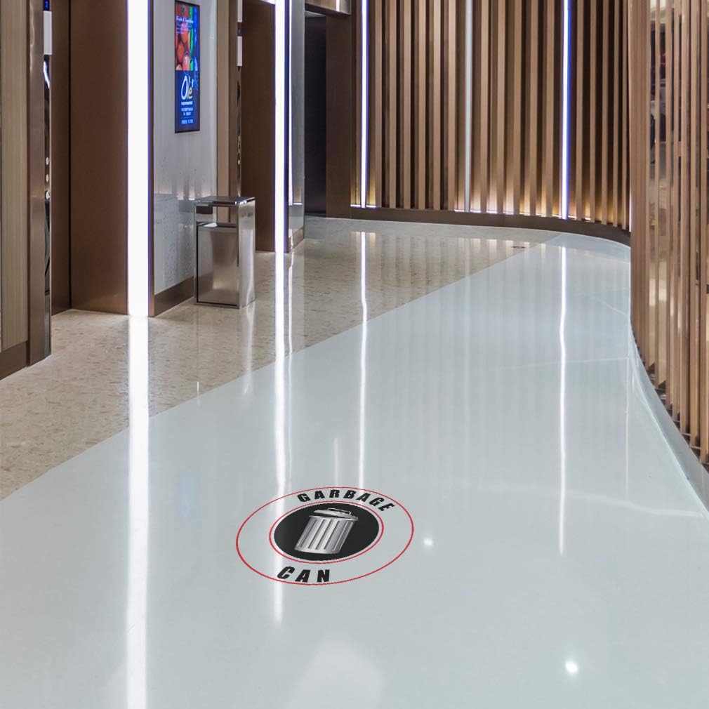 Garbage Can Floor Decals Black Anti-Slip Round Shape Business Industrial Signs Stickers 17Inches Longer Side