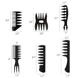 Tbestmax 6 Pcs Hair Comb Styling Set Tail Combs Afro Pick Pik Brushes African American Hair Brush Barber Black
