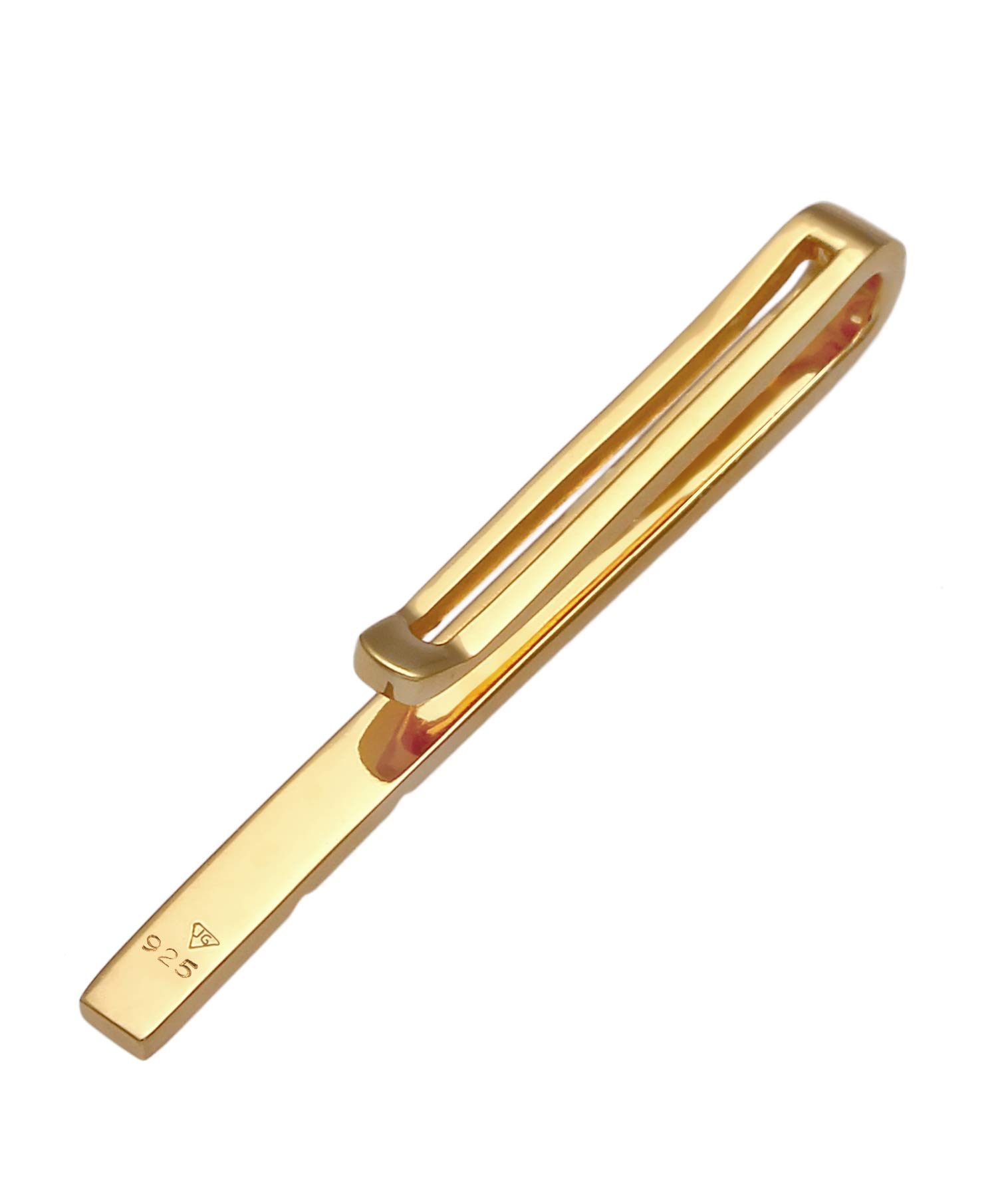 Kuzzoi Herren Krawattennadel vergoldet, Krawattenklammer (3.5 mm) poliert für normale Krawatten, Krawattenschmuck für Männer im edlen Look