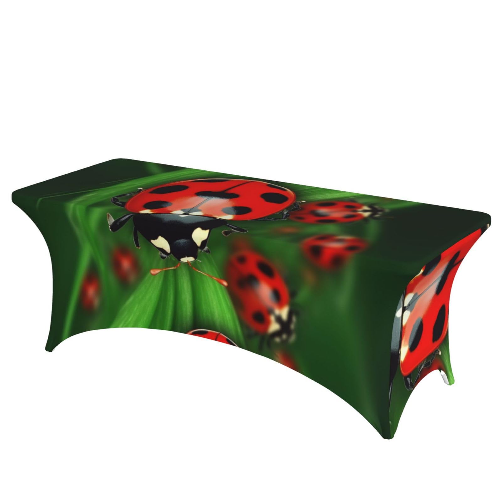 Nappe coccinelle rouge 1,8m en élasthanne extensible pour table rectangulaire de banquet