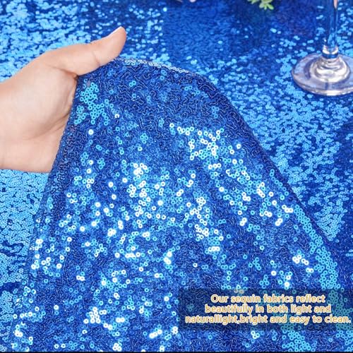 QueenDream Round Tablecloth 108 Inch Royal Blue Sequin Table Cloth for Table Ceremony Banquet Hall Wedding Formal Dinner by QueenDream - Used condition - Image 4