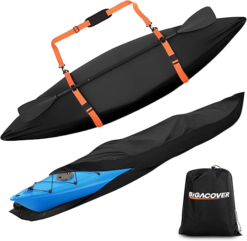 Funda para kayak 600D, impermeable, protección UV, resistente, con cremallera, 2 correas ajustables y 1 correa de hombro para kayakcanoatabla de