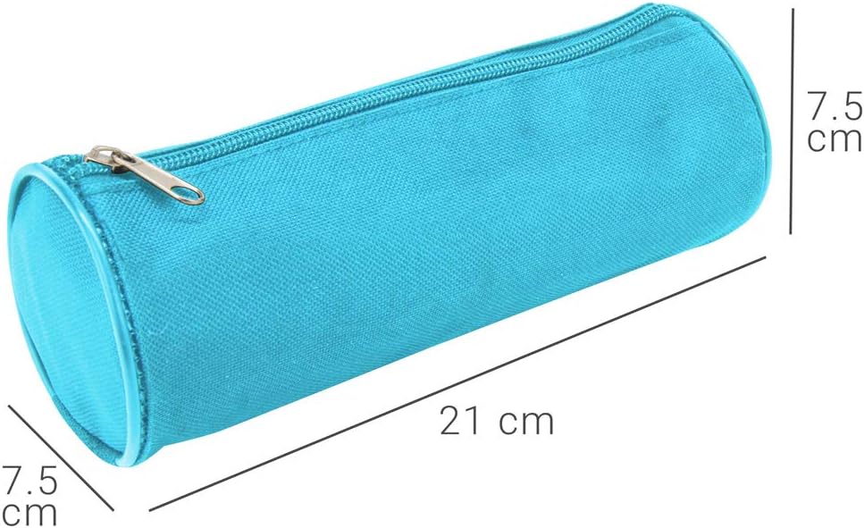 Waytex 931283 Pencil Case Round 21 cm Diameter 7.5 cm Textile Sky Blue Plain, Unité - Image 3