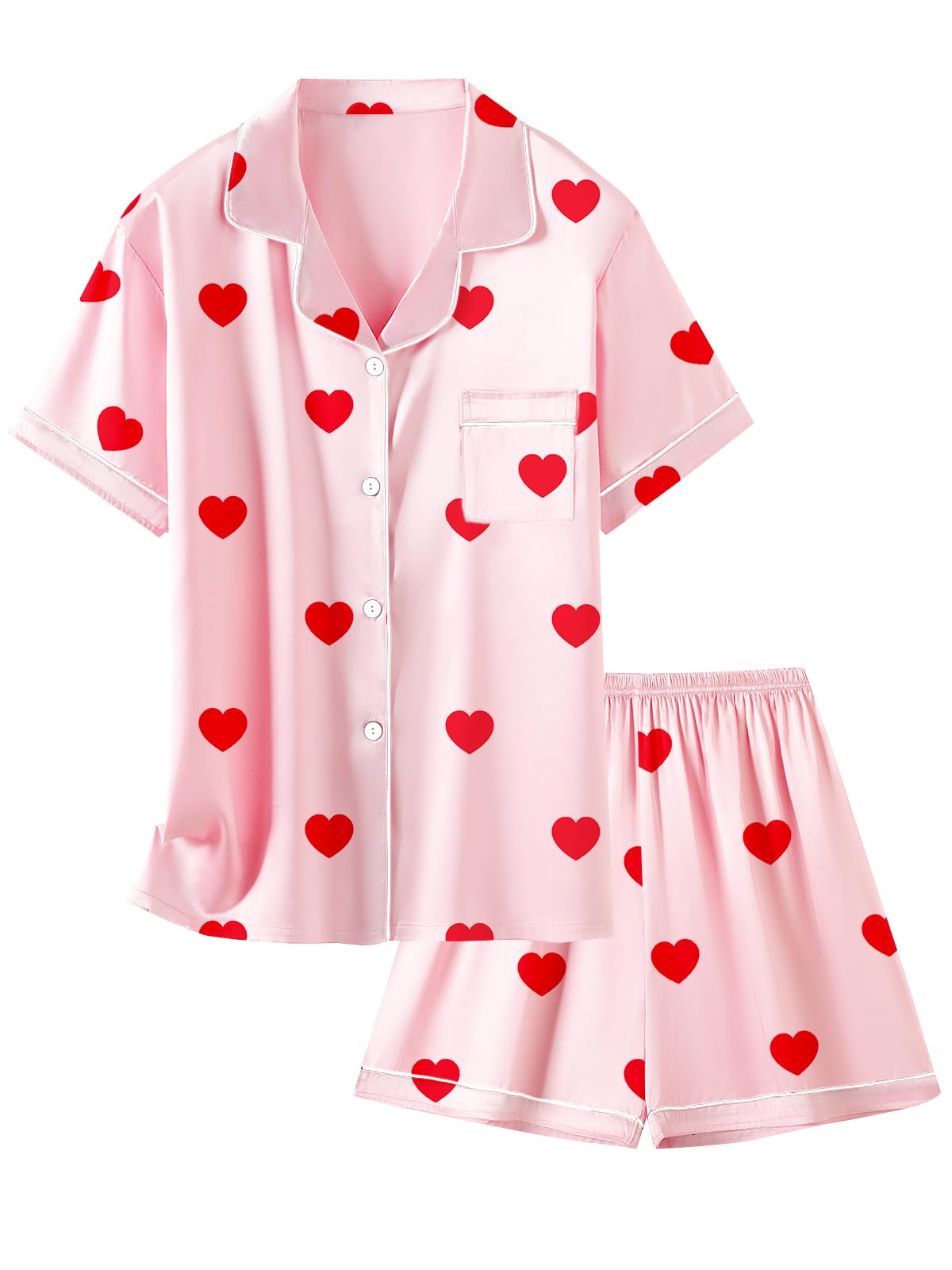 Girls &amp; Womens Satin Pajamas Set, Silk Button-Down Sleepwear 2 Piece Nightwear, 3 Years - Women XXL