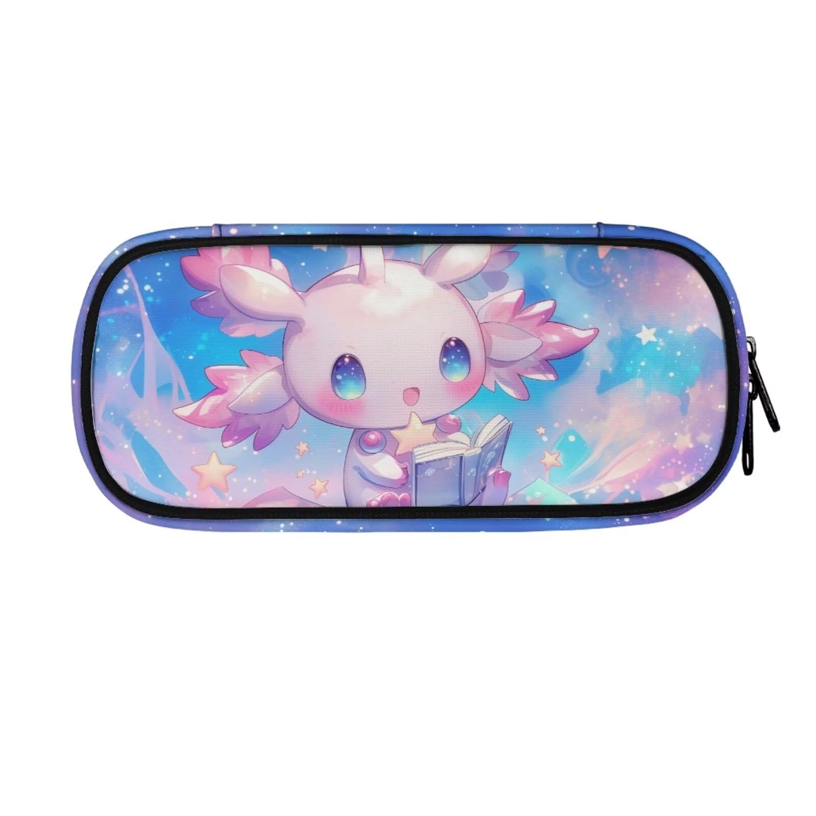 ASQVTIFE Night Sky AxolotlPencil Cases for Teen Girls Ages 8-12 Animal Axolotl School Supplies Pencil Case Big Capacity 4 Ring Binder Bag Pen Marker Holder Storage Student Stationery Bag