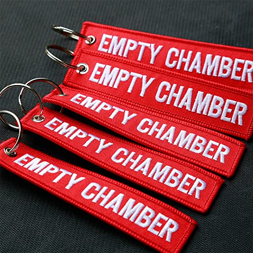 YONCONO 2Pack Chamber Safety Flag Fits Rifle Handguns Shotgun Pistol, Red Embroidery KeyChain Empty Chamber Tags - Image 4