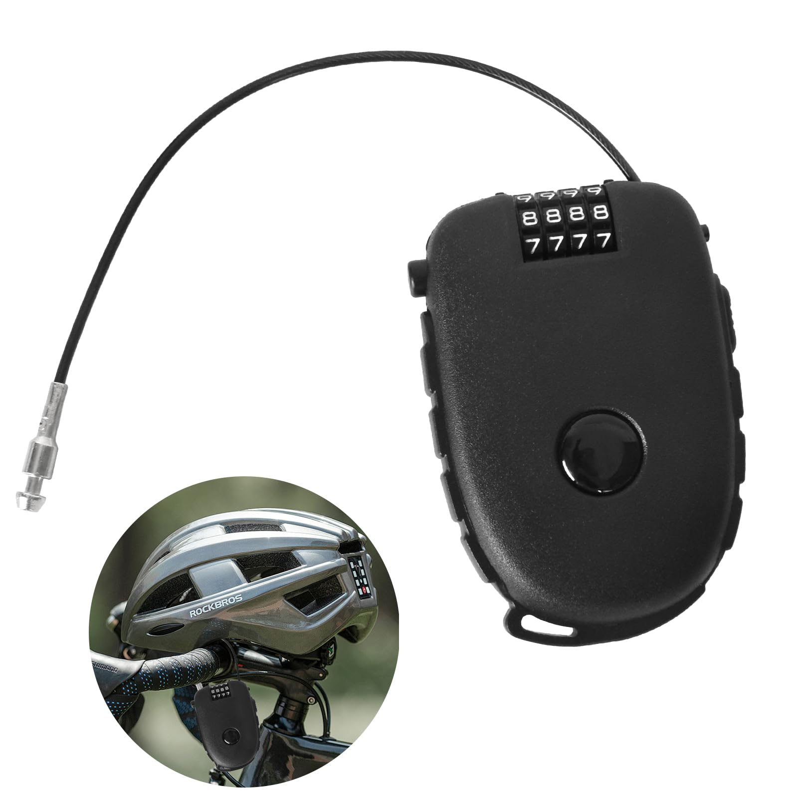 Retractable Steel Cable Locks, Combination Padlock with 75cm Metal Rope, Compact Cable Lock with 4 Digit Combination, Ideal Use with Bicycle, Snowboard, Stroller