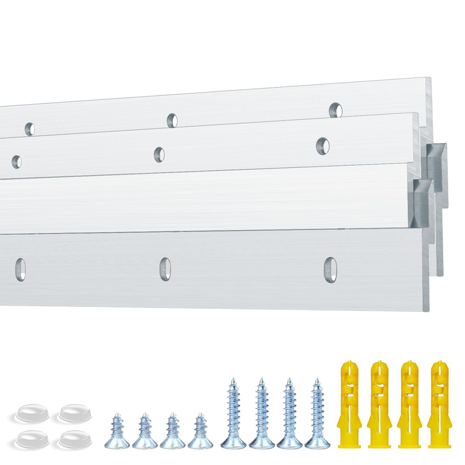 french cleat heavy duty, aluminum french cleat, headboard wall mounting brackets with screws, heavy mirror mounting hardware (24 inch-2 pairs, support 160 lbs)