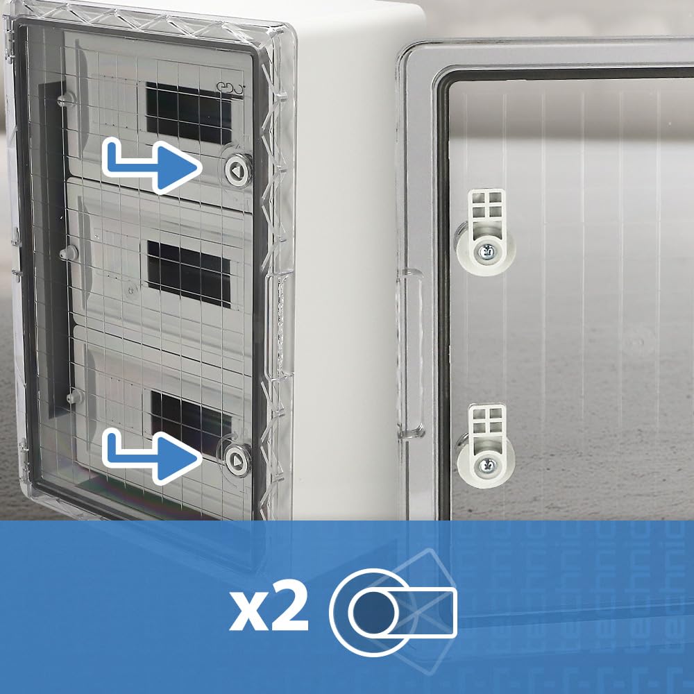 EDO Quadro Elettrico da Parete 350x500x190mm IP65 Con guida DIN TH 14x3 | Scatola di Distribuzione in ABS con Sportello Trasparente e Piastra Zincata-Armadietto per Impianti Elettrici Interno/Esterno