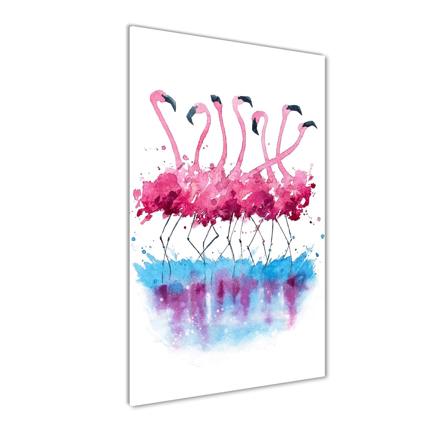 Impression sur verre 50x100 cm tableau panoramique de flamants roses