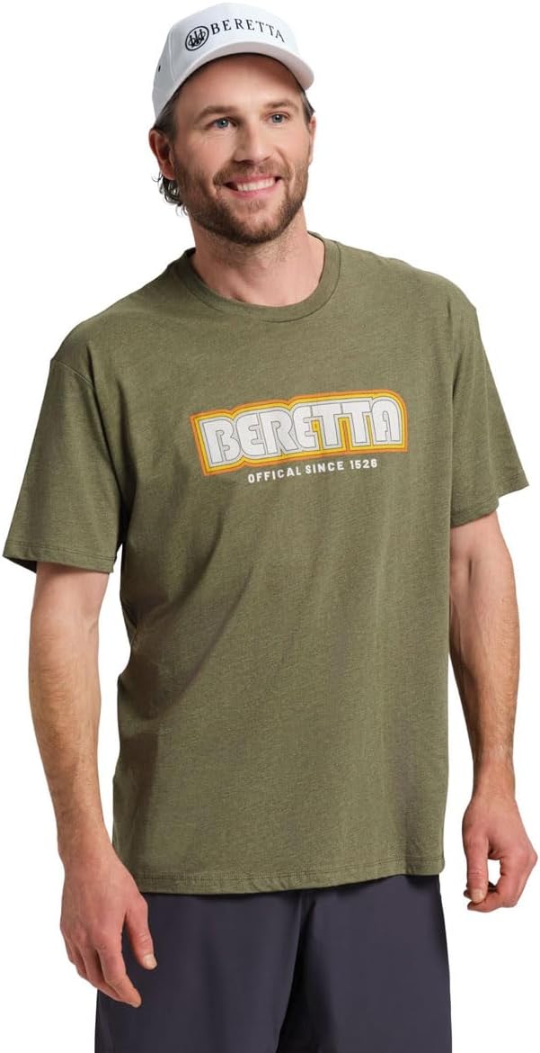 Beretta Men's Retro 2.0 SS Casual Durable Active Wear Ribbed Crew Neck Logo Print Double Needle Hems Short Sleeve T-Shirt - Image 2
