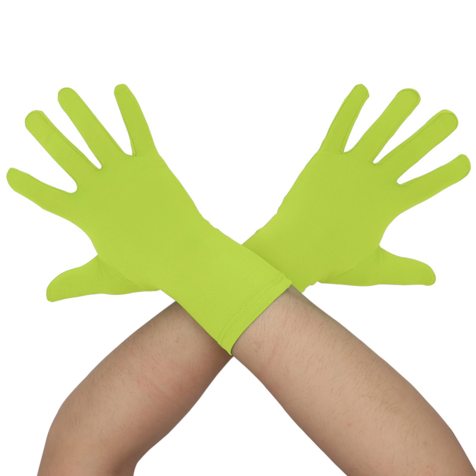 Aniler Men's and Women's Wrist Length Spandex Gloves Wedding Party Christmas Costume Party Dance Gloves, light green, One size