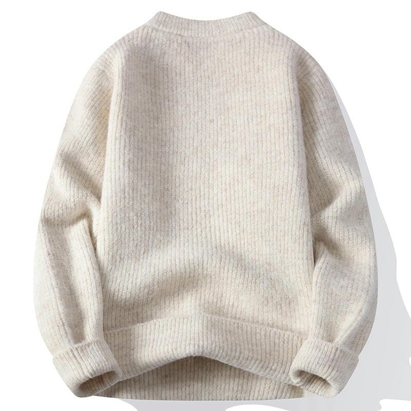 Pull en tricot col rond pour homme pull uni classique à manches longues