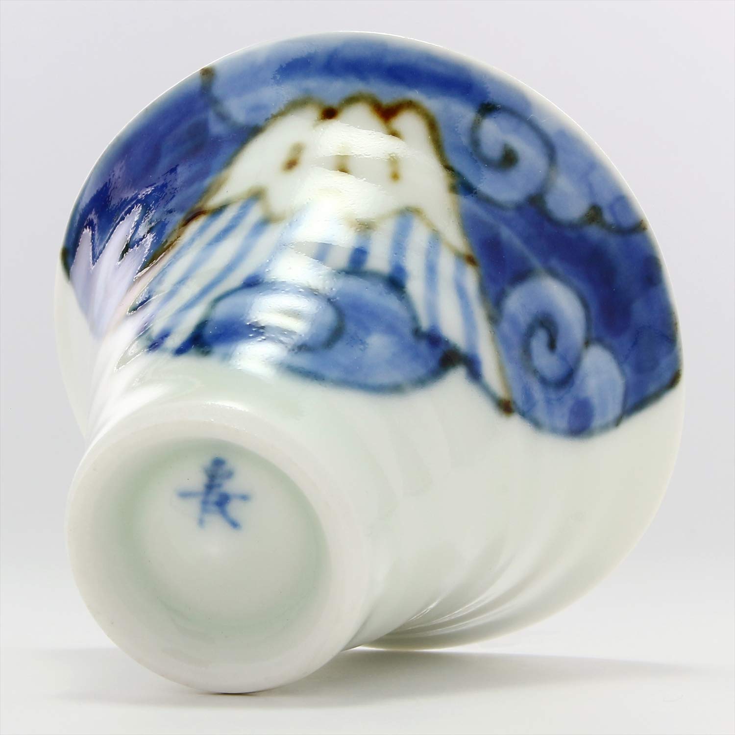 Amazon.co.jp: Hasamiyaki 30649 Pottery Blue Guinomi, Fuji-e