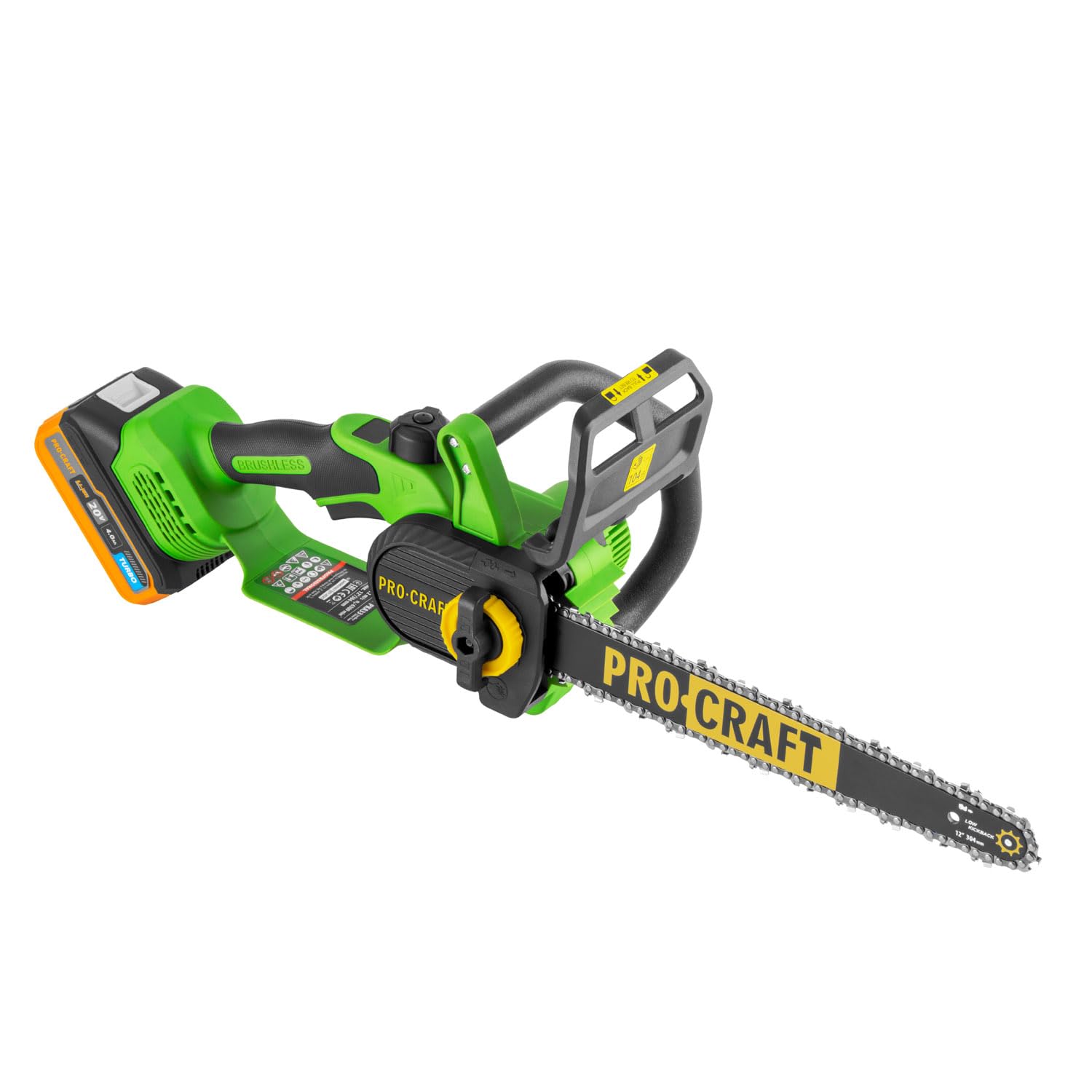 Procraft PKA33-1B akumulatorowa piła łańcuchowa 20 V 304 mm bezszczotkowa + 1 x akumulator 4,0 Ah + ładowarka