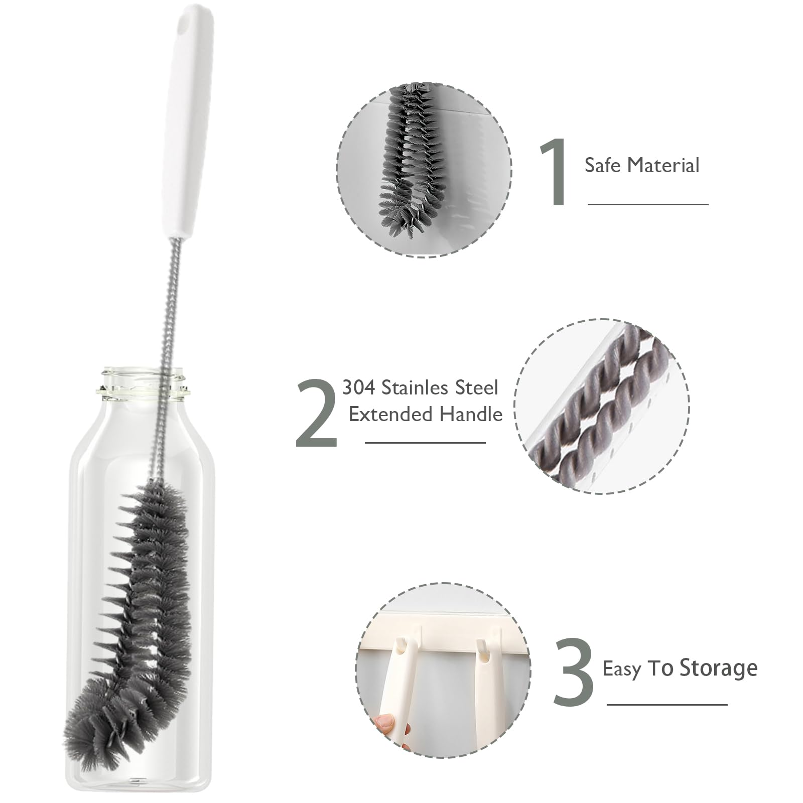 Bottle Cleaning Brushes - 2 Pack for Coffee & Bottles -3