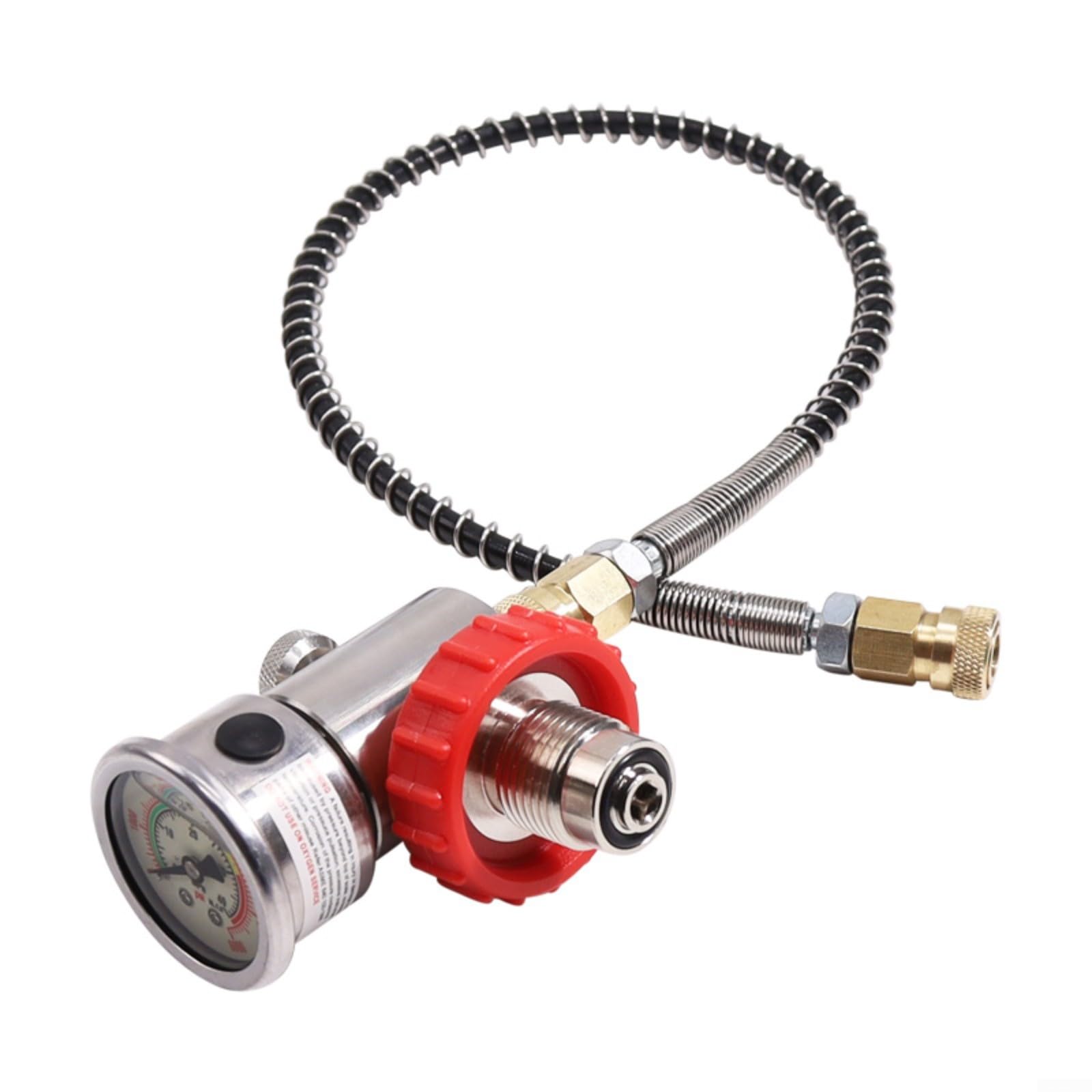1 manometro per immersioni subacquee G5/8 a 7/8 adattatore di riempimento, doppia luminosità 6000/5000 PSI, tubo a molla da 24 pollici, acciaio inossidabile rame, nero rosso per ricarica