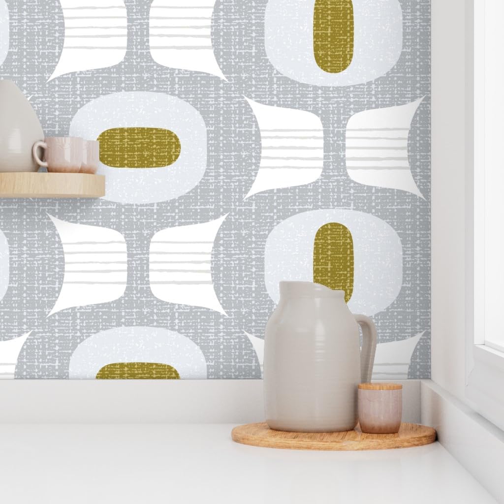 Removable Wallpaper 3ft x 2ft - Mid Mod Orbs Retro Modern 70S 60S Midcentury Custom Pre-Pasted Wallpaper by Spoonflower