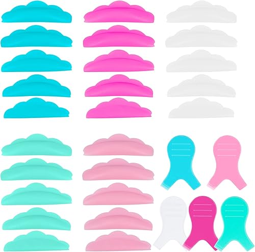 Juego de 60 varillas de elevación de pestañas de silicona, 5 tamaños, almohadillas de elevación de pestañas reutilizables y cepillo de pestañas en