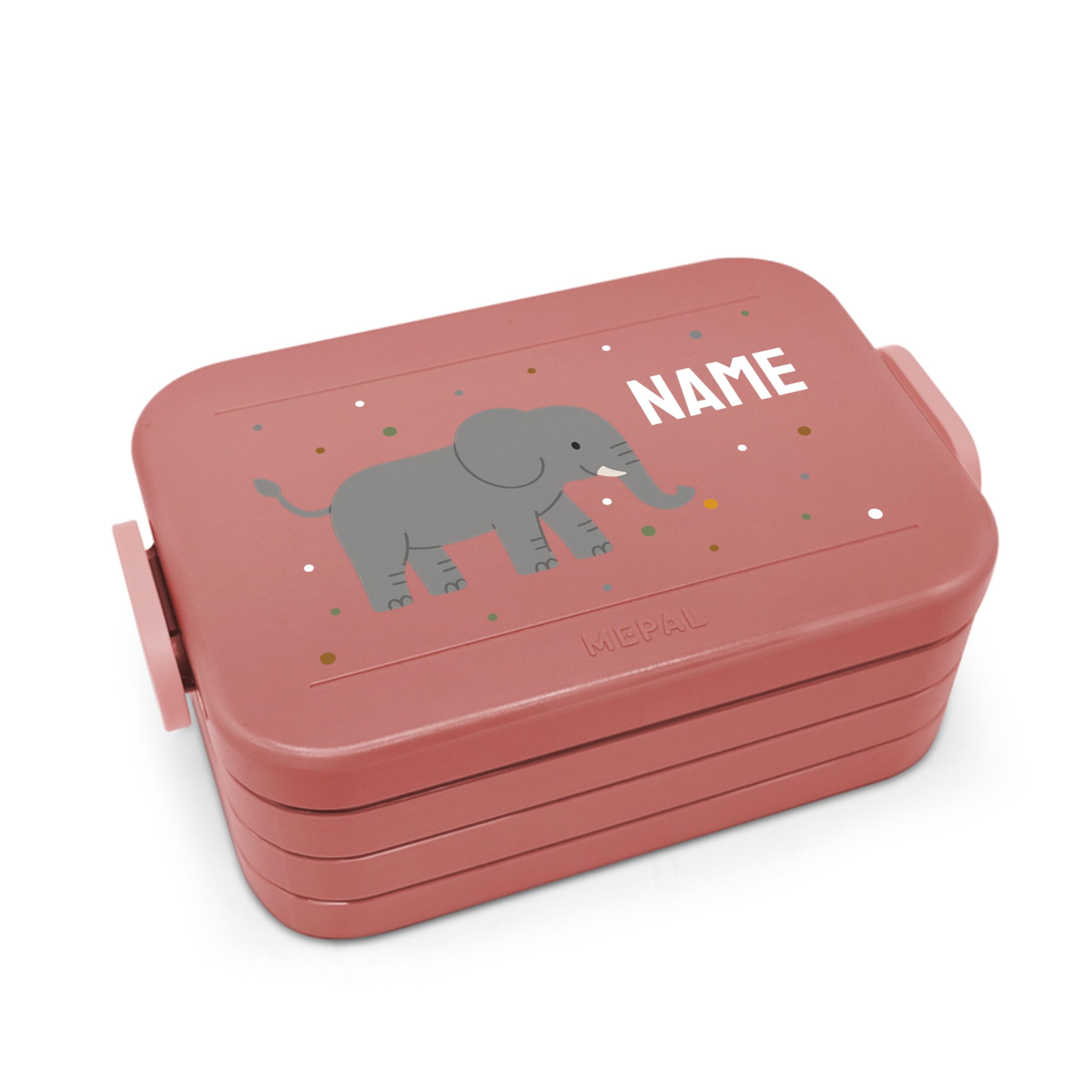 printplanet® Personalisierbare Brotdose „Layout Elefant“ – Lunchbox/Bento Box von Mepal – mit eigenem Namen oder Wunschtext – Farbe Vivid Mauve – BPA-frei – Geschenkidee