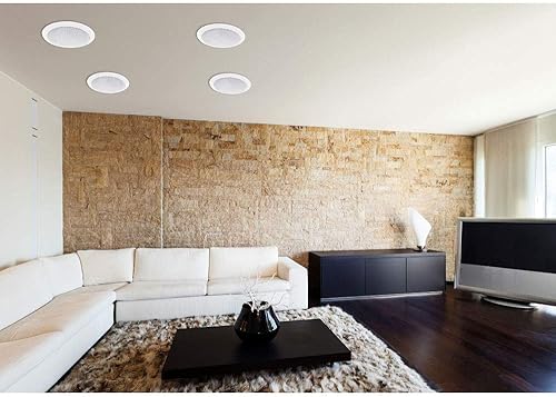 Miniatura 22 de Pyle Sistema de altavoces en el techo de 2 vías para el hogar, par doble de 8 pulgadas y 300 W de altavoces empotrados de pared de techo con tweeter