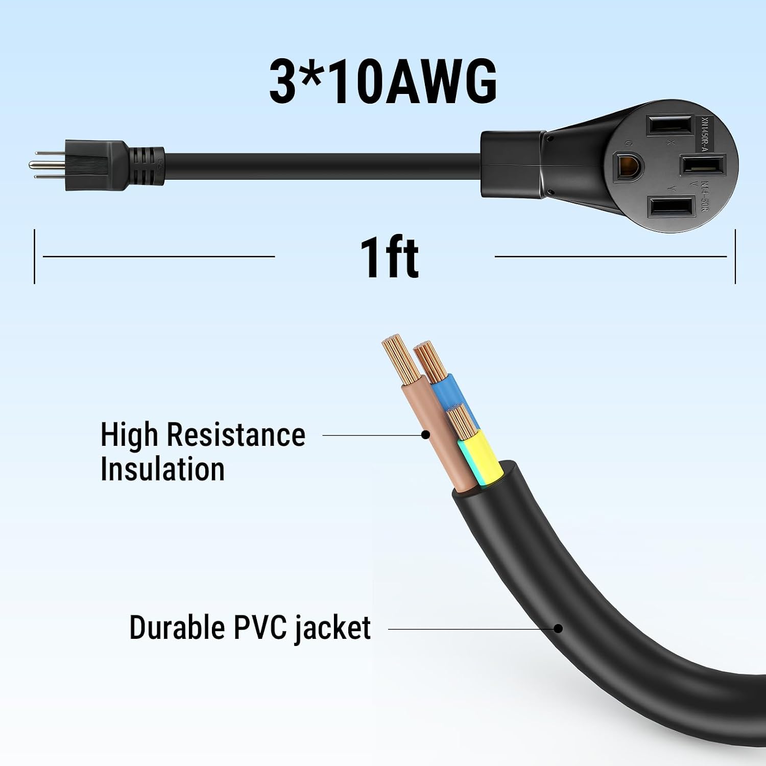 Morec Adapter Cord NEMA 5-15P Male to 14-50R Female, 15Amp 110 Volt Adapter Cord, Power Cord Power Connector for Level 1 EV Chargers (not for RVs)
