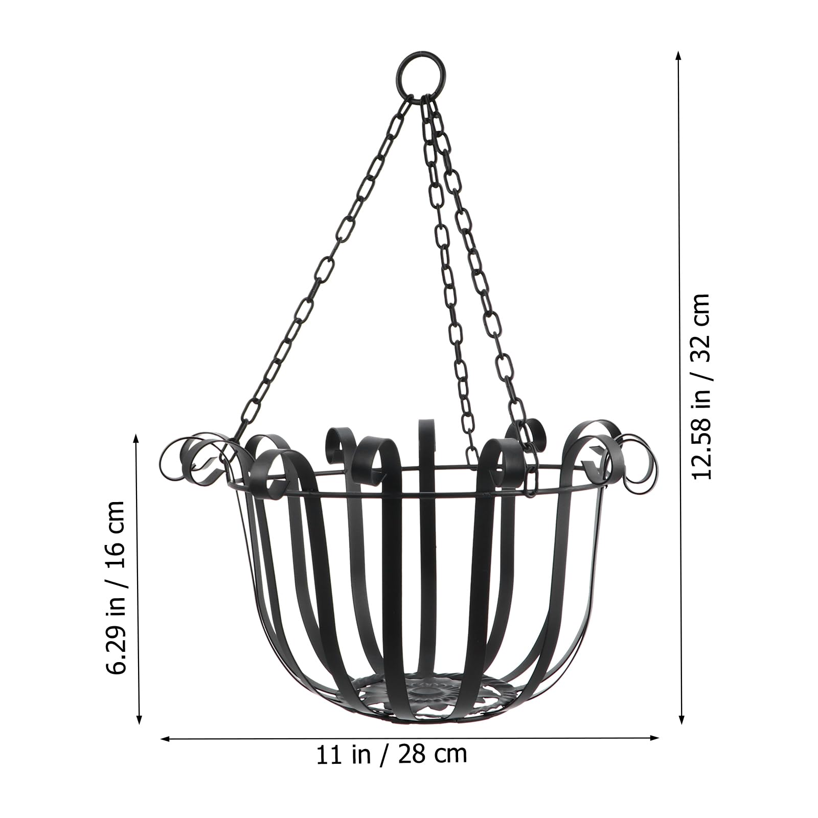 DOITOOL Blumenampel Hängeampel Metall Eisen Kunst Hängen Körbe für Anlage Metall Hängenden Pflanzer Hängen Blumentopf für Balkon Veranda Terrasse Schwarz Pflanzenampel