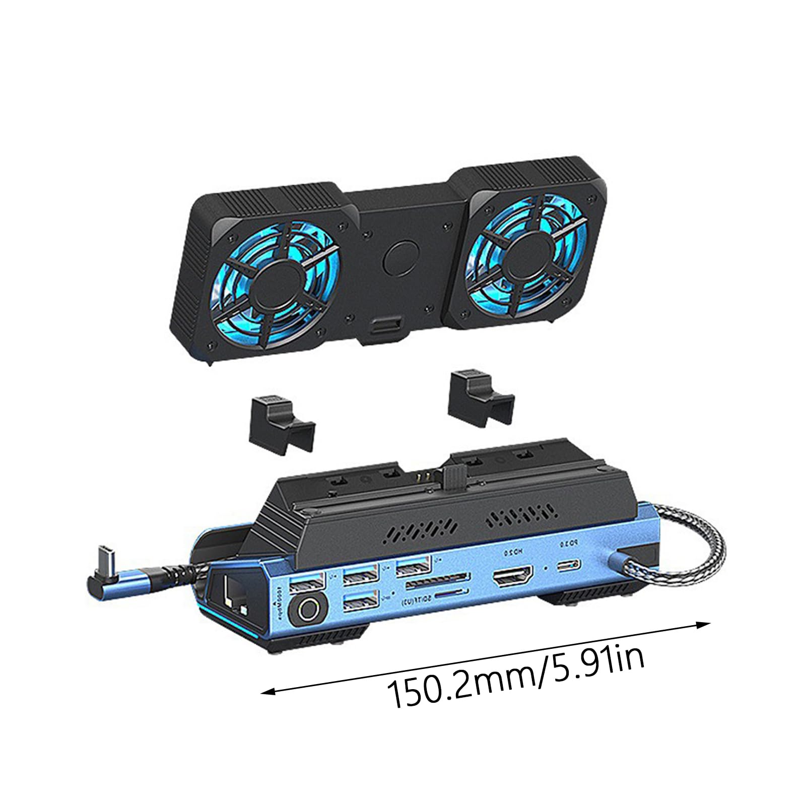 Dock Station 4K @ 60Hz RJ45 lector de tarjetas para consola, adaptador multipuerto con cartucho de disco duro, ventilador de refrigeración, lector de tarjetas con ventilador de refrigeración, cartucho